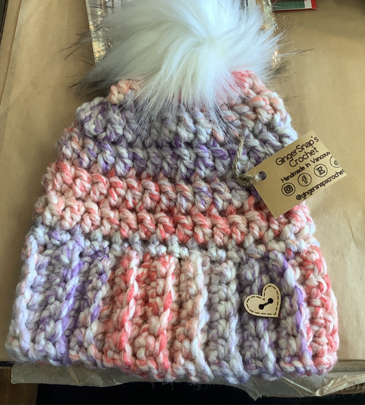 Gingersnaps Crochet - Bubblegum Pom Toque