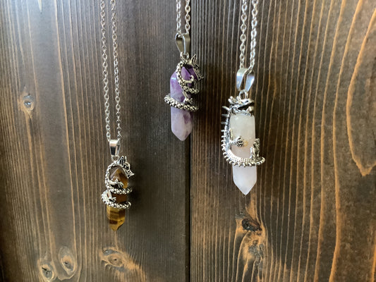 Town & Country - Crystal Pendant w/ Dragon Necklace