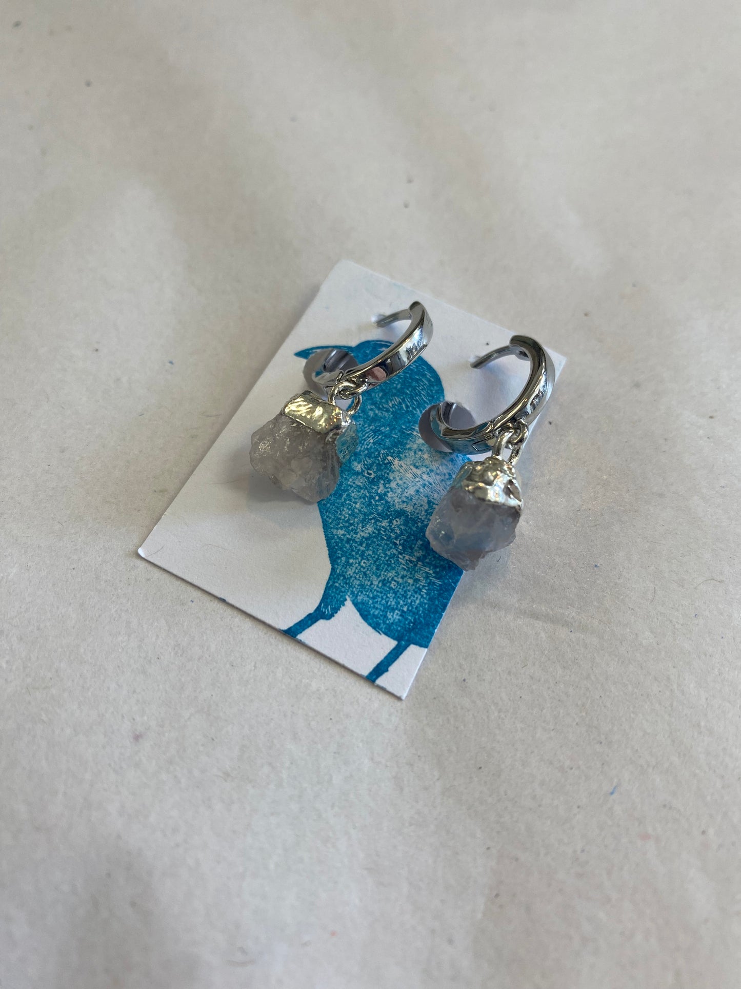 Dirty Bird Jewelry - Silver Plated Raw Quartz Earrings