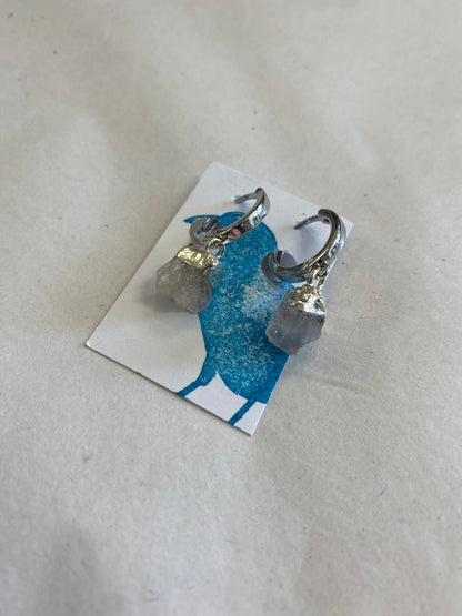 Dirty Bird Jewelry - Silver Plated Raw Quartz Earrings