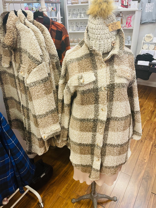 Fuzzy plaid Shacket