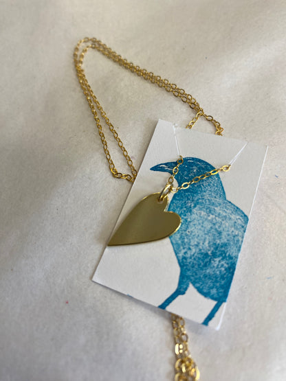 Dirty Bird Jewelry - 14K Gold Fill Off Center Gold Heart Necklace
