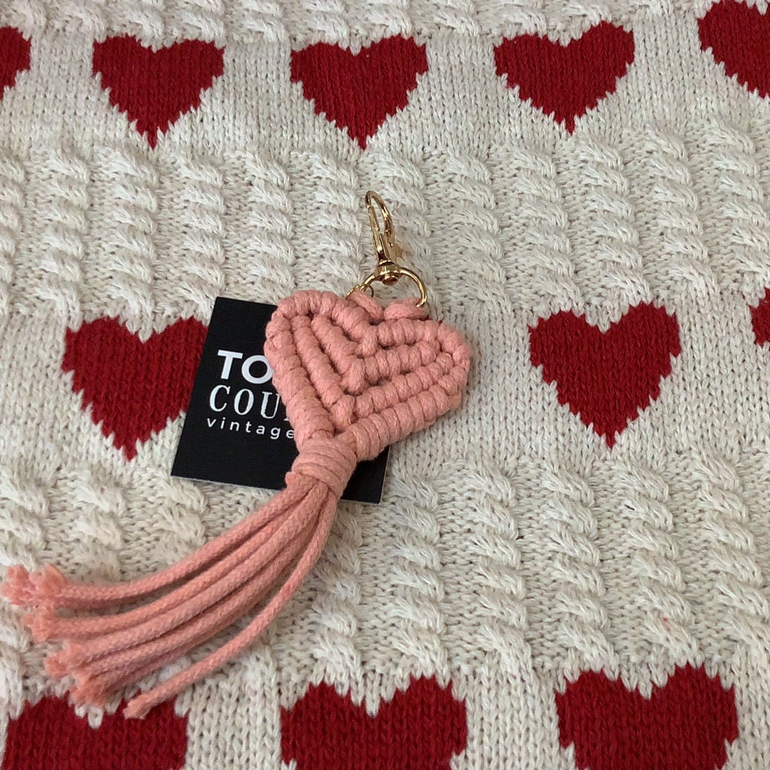 Town & Country - Heart Macrame Keychain
