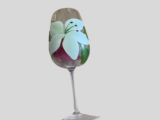 CC Crafts - Stemmed  White Lily Wineglass