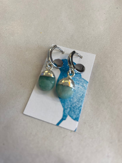 Dirty Bird Jewelry - Silver Plated Tumbled Amazonite Earrings