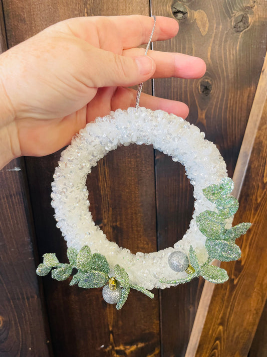 Town & country sparkly wreath ornament