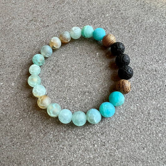 Little Fox Apothecary - Aqua Blue Fire Agate Diffuser Bracelet