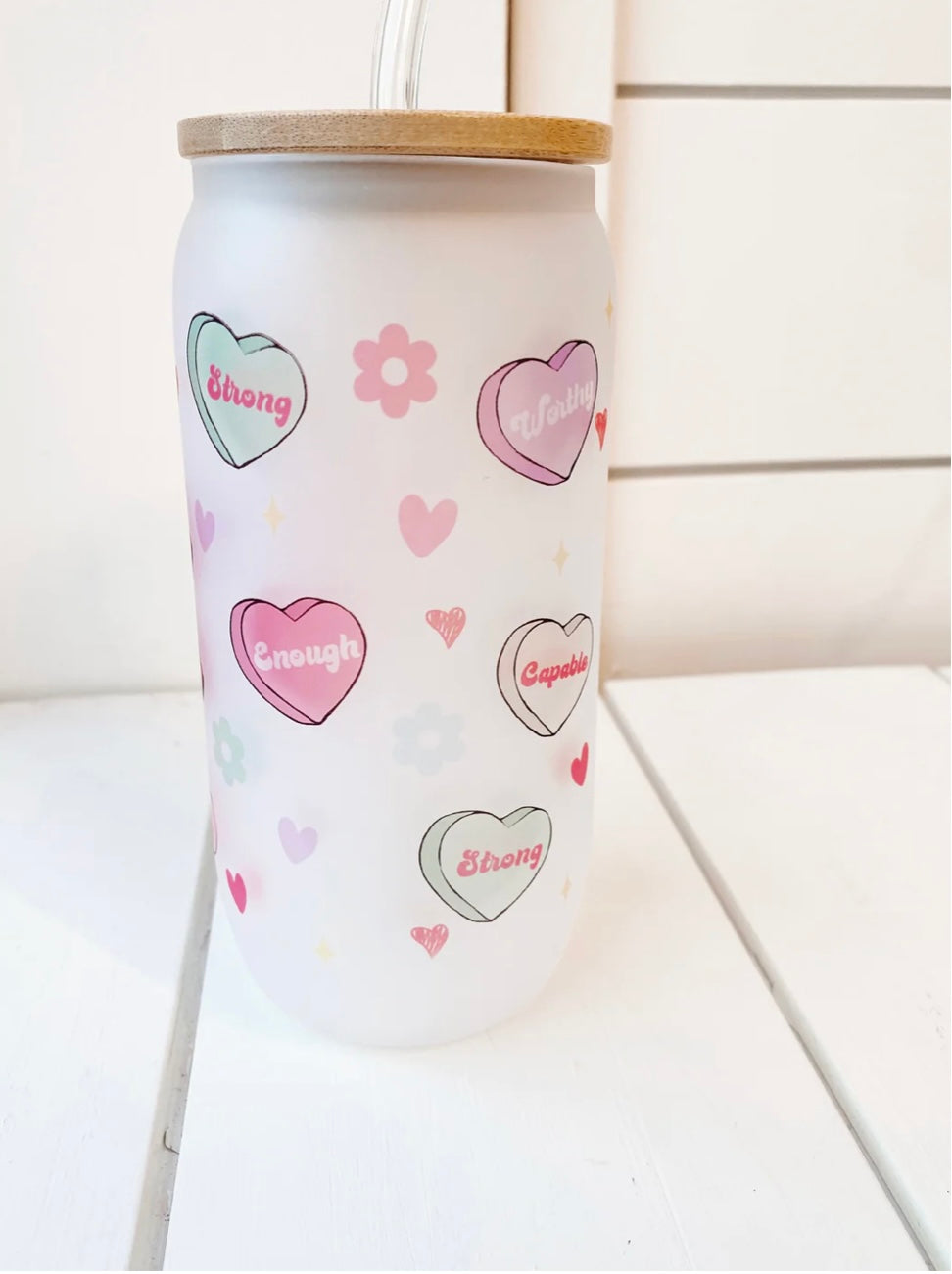 Pier Prints - Conversation Hearts Frosted Glass Tumbler