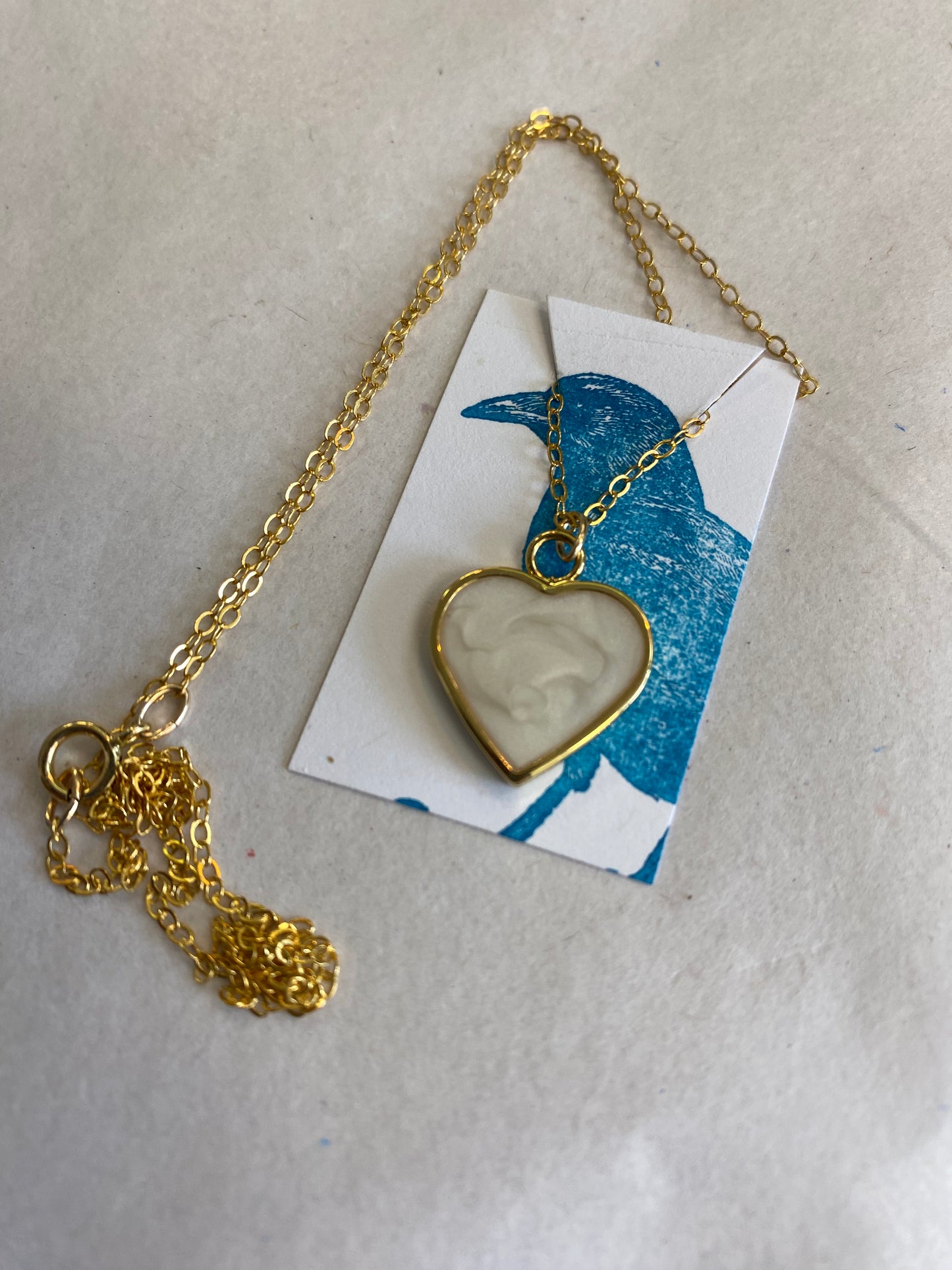 Dirty Bird Jewelry - 14K Gold Fill White Enamel Heart Necklace