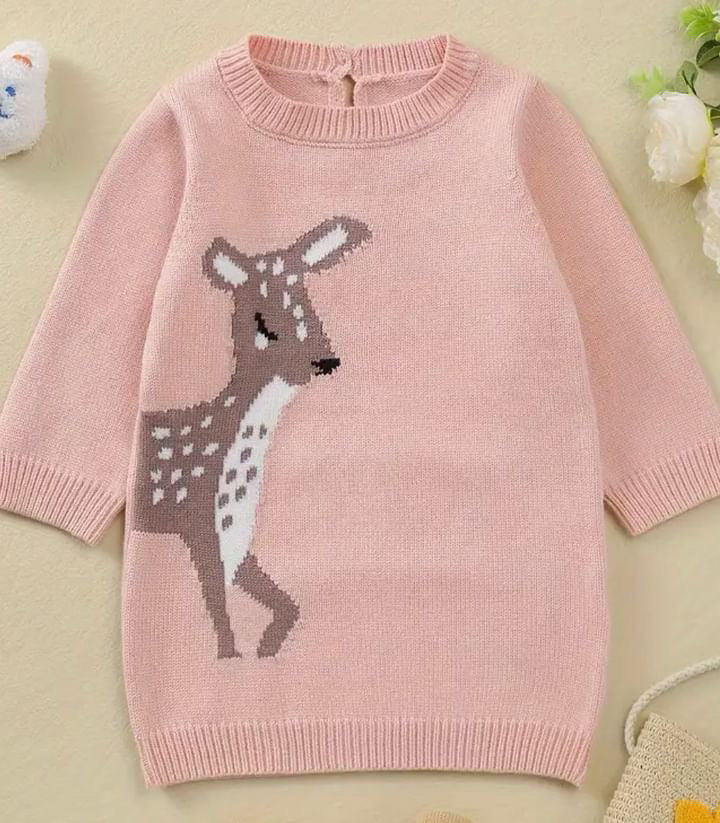 Town & Country- Pink Deer Sweater Dress