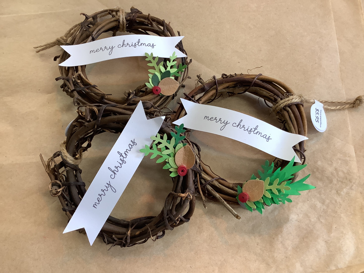 A Paper Life - Merry Christmas Grapevine Wreath Ornaments