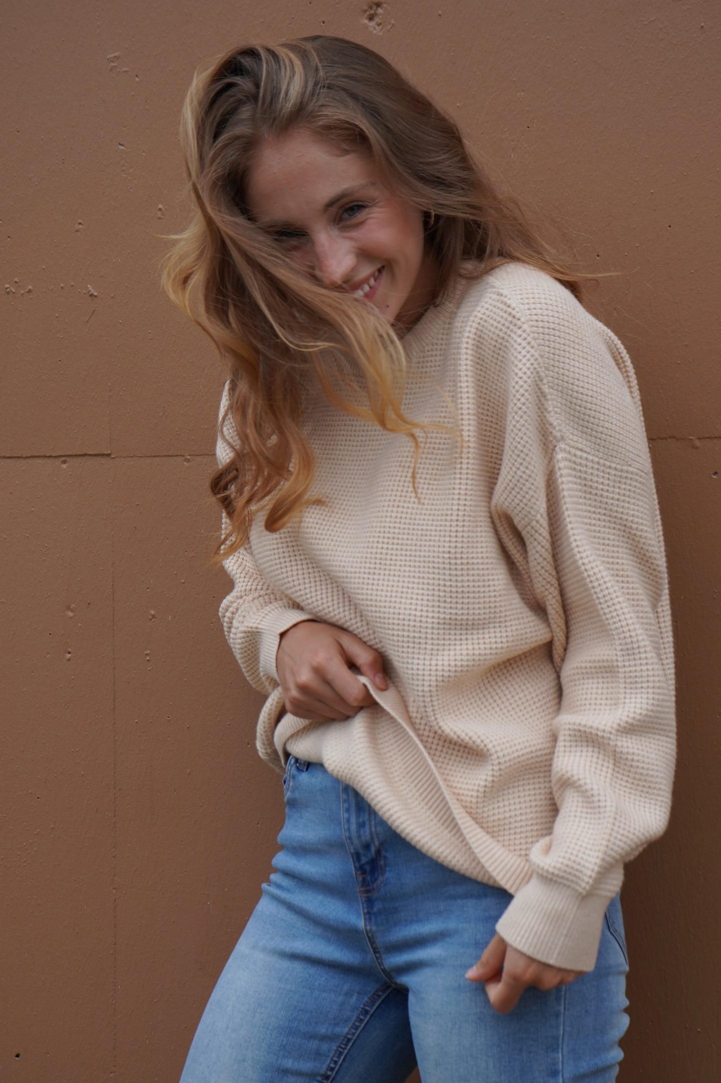 Capri Waffle Sweater | Sand