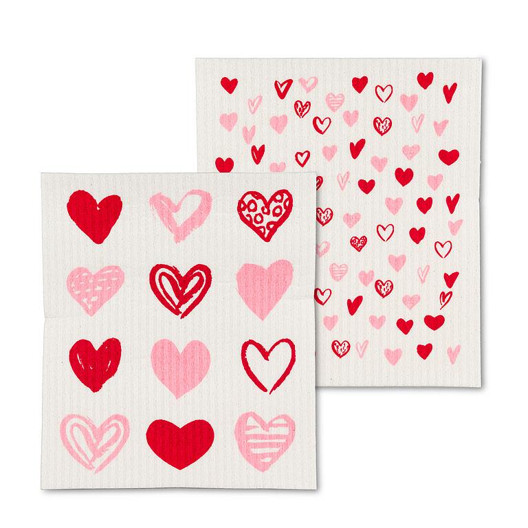 Swedish Dish Cloth 2 Pack - Hearts