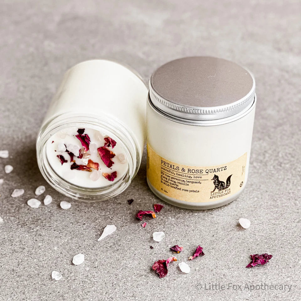 Little Fox Apothecary - Petals & Rose Quartz Gemstone Candle