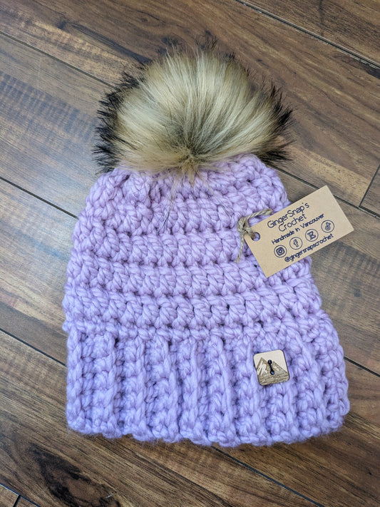 Gingersnaps Crochet - Lavender Pom Toque