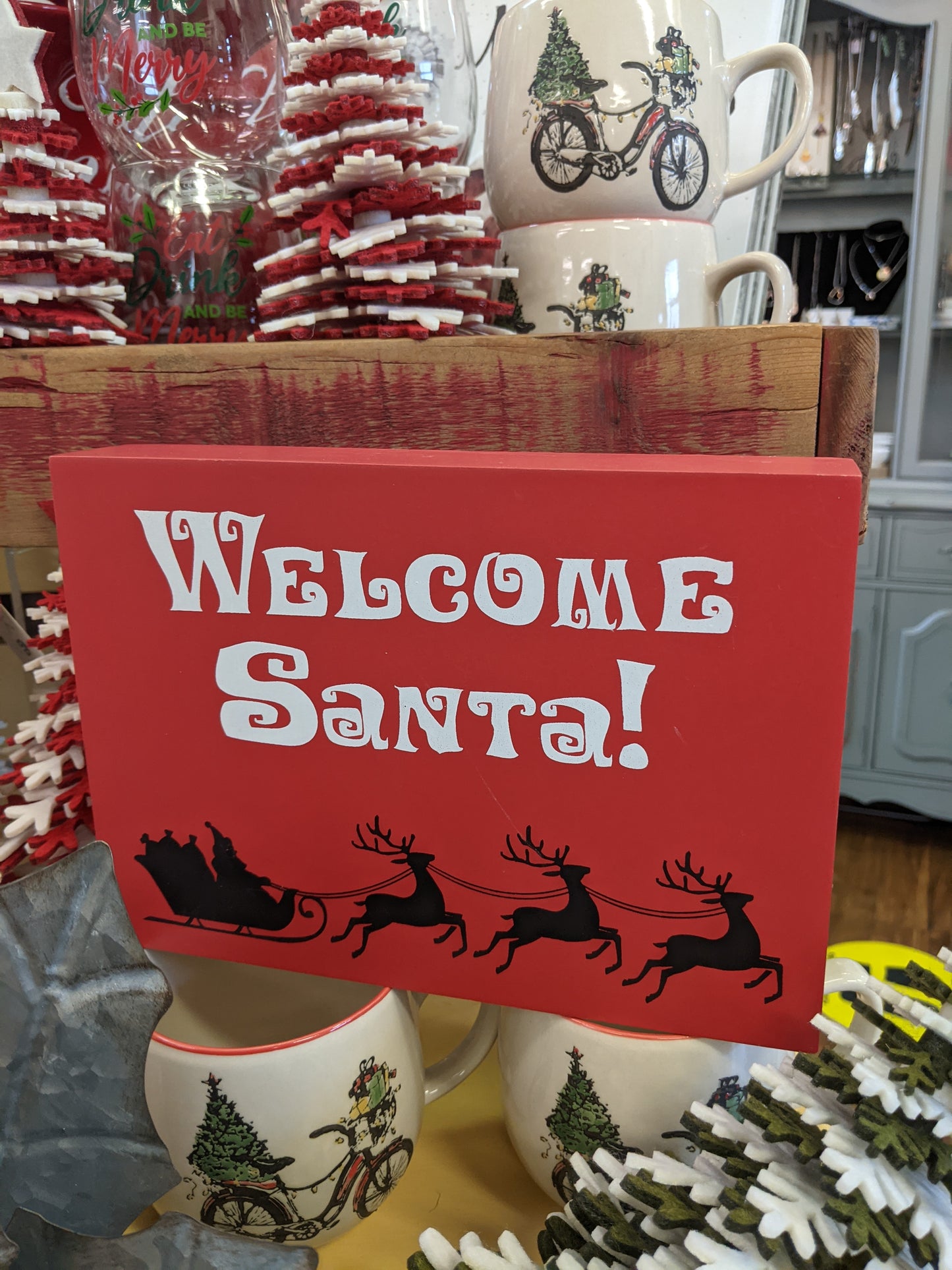 Welcome Santa Block Sign