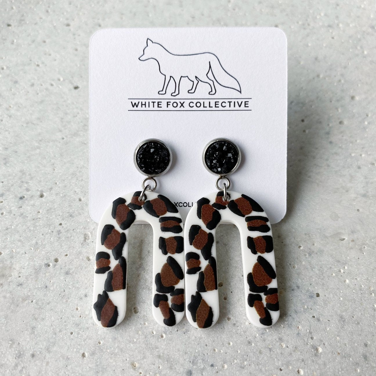 White Fox Collective - Faux Druzy Horseshoe Acetate Earrings