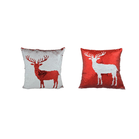 Town & Country - Pillow- Deer Red/White