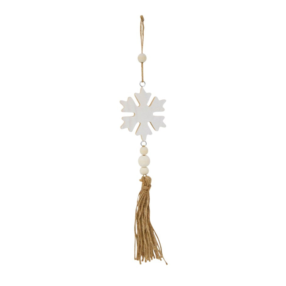 Town & Country - Wooden Ornament - Snowflake W/ Tasseli