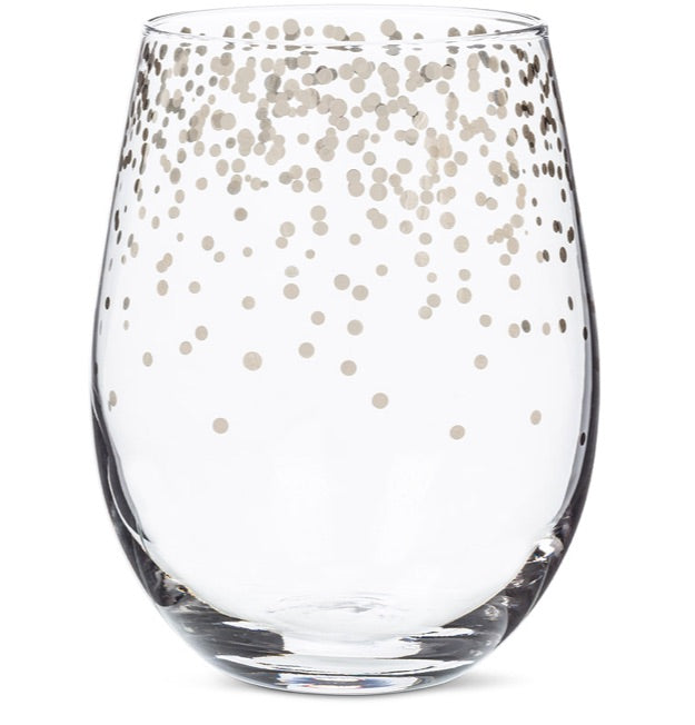 Town & Country - Silver Confetti Stemless Wine Glass