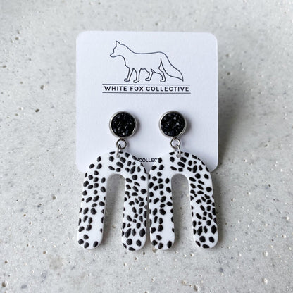 White Fox Collective - Faux Druzy Horseshoe Acetate Earrings