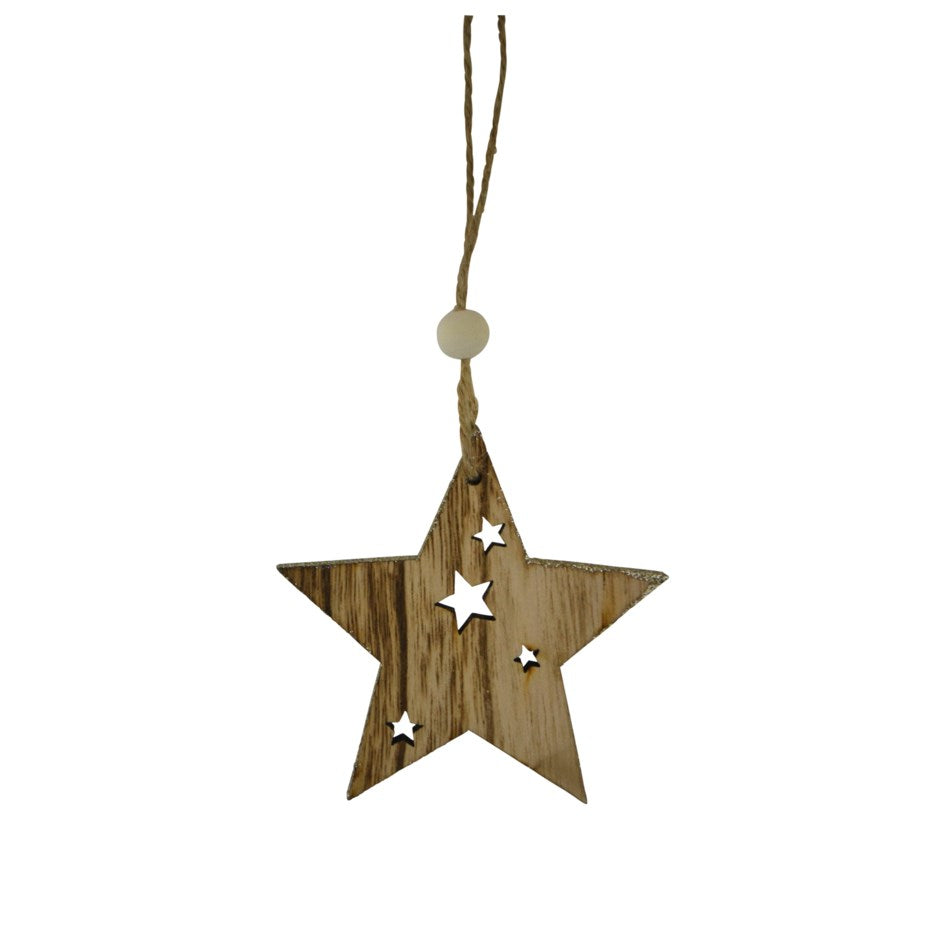 Town & Country - Wooden Ornament - Glitter Star