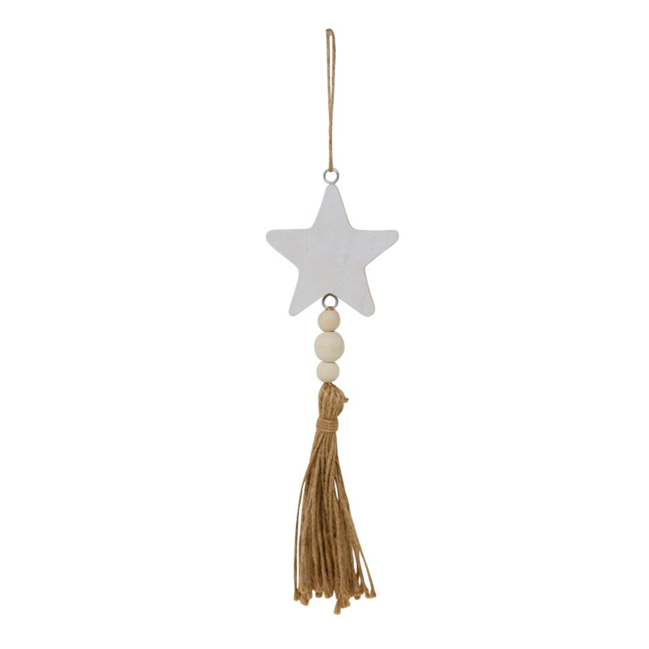 Town & Country - Wooden Ornament - Star W/ Tassel